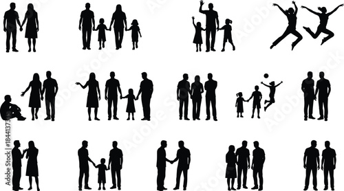 Group of Five Professional Businessman Silhouettes in Suits and Ties, Diverse Corporate Staff Vector Illustration, Isolated Executive Team Icons