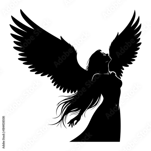 Silhouette of a woman with wings