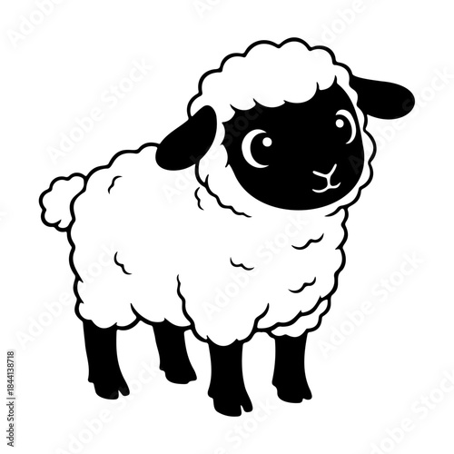 Cute black-faced sheep standing