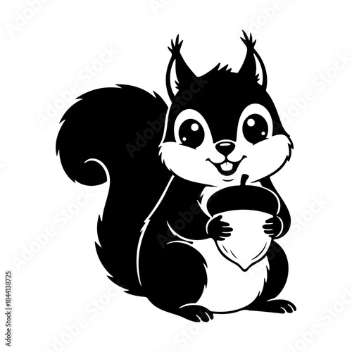 Cute squirrel holding nut