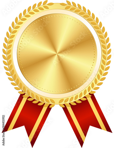 Gold Award Badge with Red Ribbon

