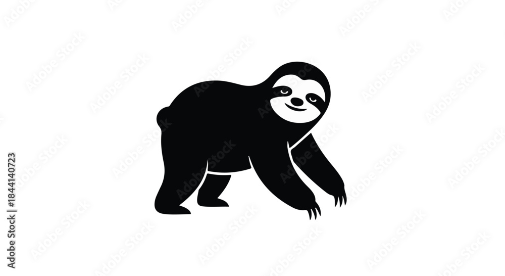 Obraz premium Friendly sloth illustration with a happy smile on a white background