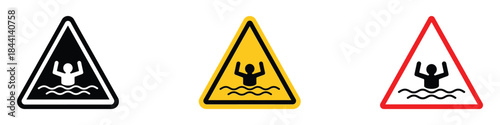 Risk of drowning warning icon vector. potential water hazard warning symbol. vector illustration.