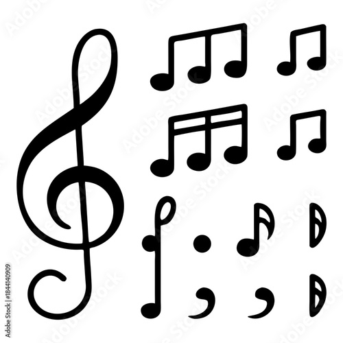 Music notes icon set, Music notes symbol, vector illustration