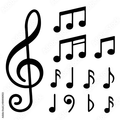 Music notes icon set, Music notes symbol, vector illustration