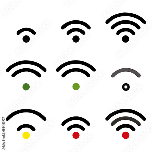 Wireless and wifi icons Vector Illustration, Wireless Network Symbol
