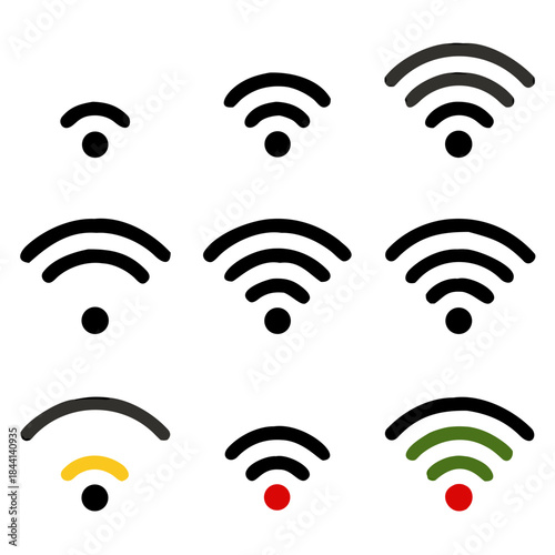 Wireless and wifi icons Vector Illustration, Wireless Network Symbol