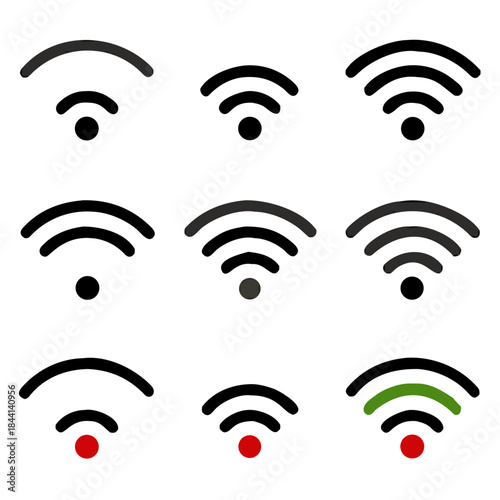 Wireless and wifi icons Vector Illustration, Wireless Network Symbol