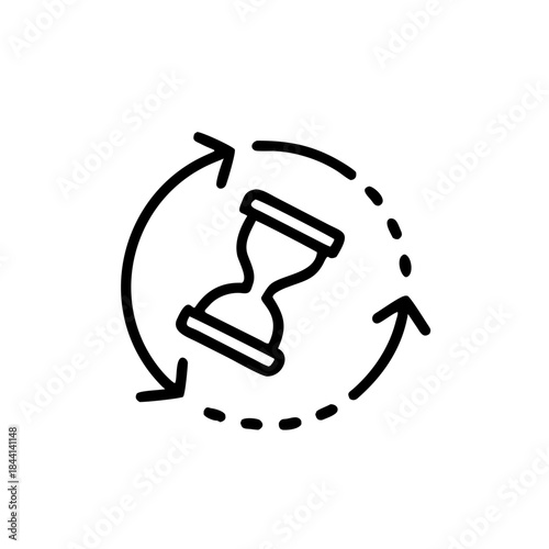 hourglass icon isolated on white background, Wait time symbol, Hourglass clock or sand watch, time business concept, vector illustration