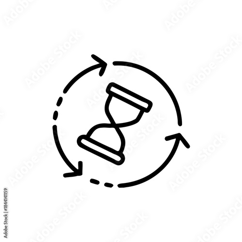 hourglass icon isolated on white background, Wait time symbol, Hourglass clock or sand watch, time business concept, vector illustration