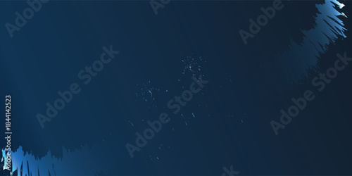 A dark blue abstract background with light blue spiky textures in the corners and faint specks in the center, creating a mysterious and digital atmosphere.