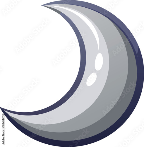 Stylized crescent moon icon with subtle shading and highlights