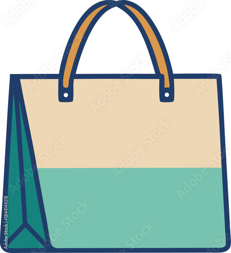 Simple tote bag illustration with two tone design and handles