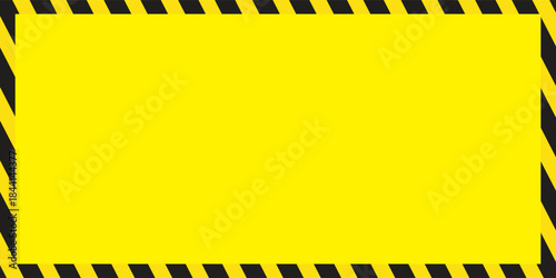 Black and yellow warning line striped rectangular background, yellow and black stripes on the diagonal, a warning to be careful of the potential danger vector template sign border. EPS 10.