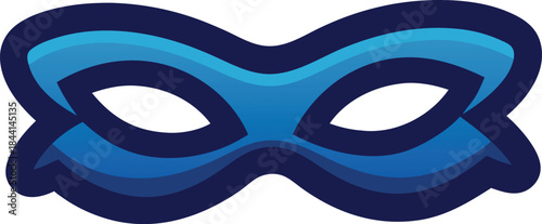 Blue superhero mask with eye holes and decorative swirls