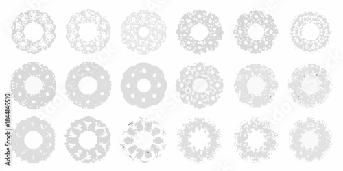 A collection of delicate circular lace patterns in varying degrees of detail