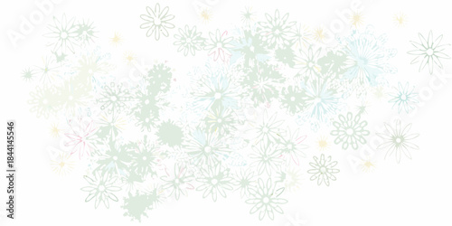 Delicate floral pattern with pastel colors and scattered botanical elements