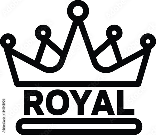 Simple royal crown vector illustration with Royal text for luxury and king queen themes on a transparent background.