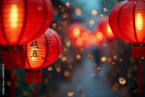 Happy New Year 2026 Celebration with Asian Lanterns and Red Gold Theme