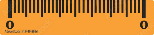 Orange ruler section with black markings and zero indicators at both ends