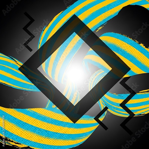 Wallpaper Mural Dynamic abstraction showcasing textured ribbons and sharp geometric shapes Torontodigital.ca