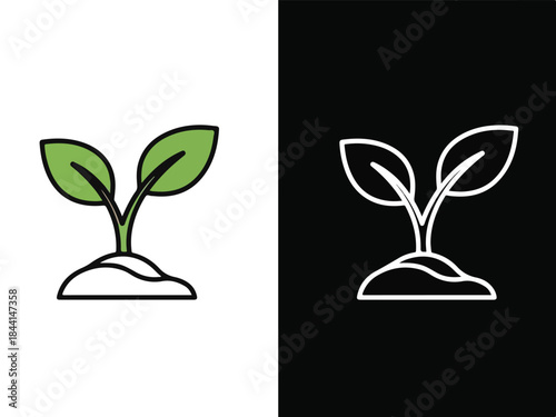The Cycle of Growth: A simple yet elegant illustration showcasing a sprout emerging from the soil. The image is on the black and white background.