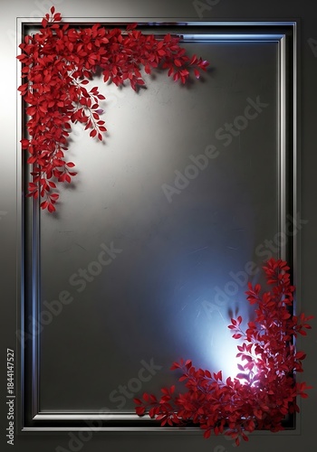 Wallpaper Mural Elegant metallic frame with cascading crimson foliage and gentle light effect Torontodigital.ca