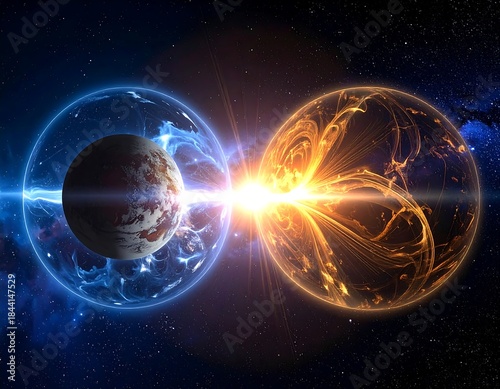 Wallpaper Mural Cosmic celestial bodies with vibrant energy fields in the vast space Torontodigital.ca