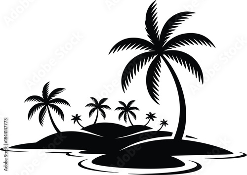 Island silhouette vector illustration white background