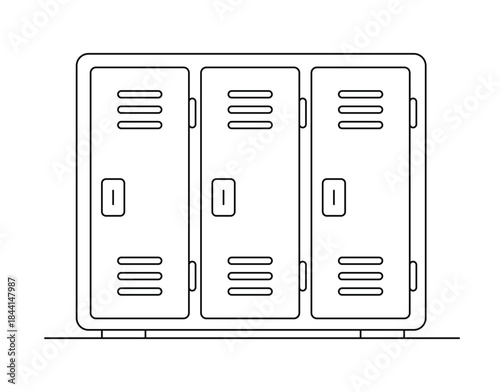 Minimal school locker outline icon illustration isolated on white background, ideal for education, gym, office storage, security, furniture, interface, app, and website design projects.