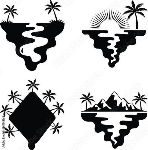Island silhouette vector illustration white background