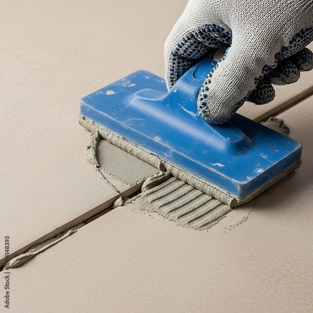 custom made wallpaper toronto digitalGloved worker sealing tile gaps, employing a blue rubber grout float tool