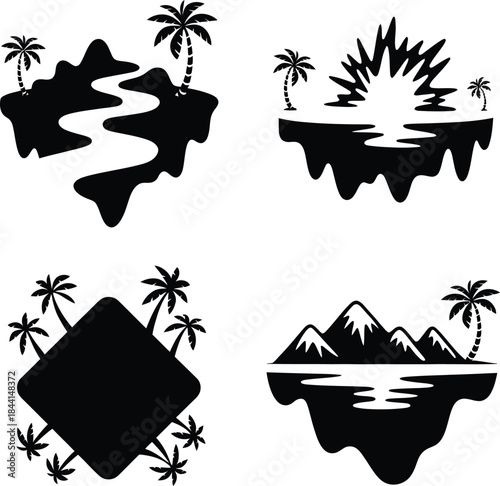 Island silhouette vector illustration white background
