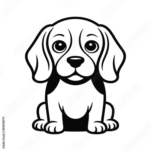Cute Beagle Puppy Dog Cartoon Outline Vector