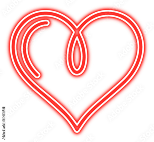 Romantic Neon Outline Heart Light Design