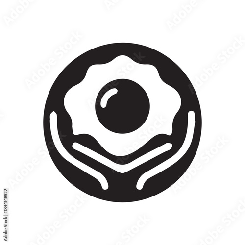 Fried egg food logo on white background