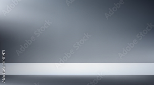 Empty Black and Gray studio background. Empty Room Studio with table. Space for selling products, backdrop, wallpaper, background, text. Gradient table. Vector illustration.