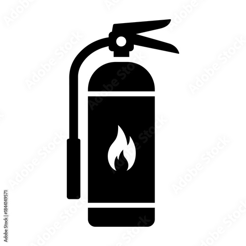 A fire extinguisher icon symbol silhouette. EPS 10 Vector Graphic Isolated on White Background.