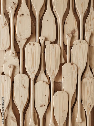 Wallpaper Mural Overlapping Array of Untreated Pine Canoe Paddles Displayed Vertically Torontodigital.ca