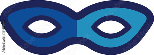 Blue superhero mask with eye holes on a white background