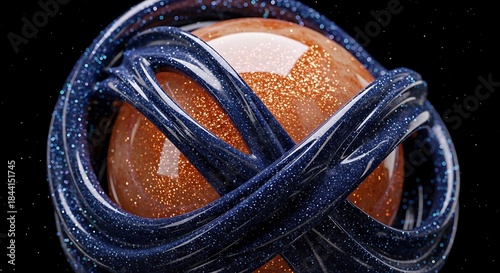 Wallpaper Mural Sparkling Orb Enmeshed in Cosmic Bands, A Celestial Jewel Ornament Torontodigital.ca