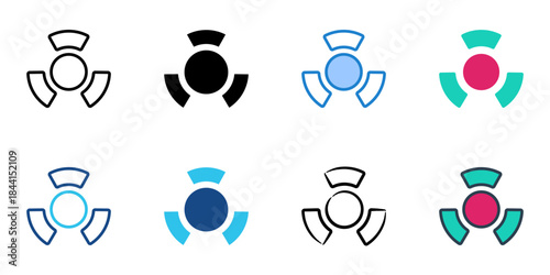 Nuclear icon set multiple style vector collection. Editable Stroke 
