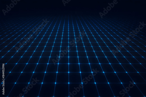 Abstract Blue Glowing Digital Grid Background with Futuristic Technology Network Lines
