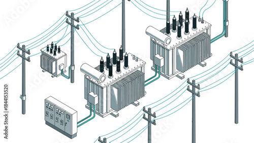 Isometric Farm Illustration with Red Barn, Grazing Cows, Fenced Pasture, Evergreen Trees, and Dirt Path for Agricultural Design Projects