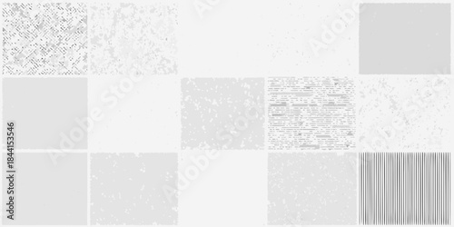 A collection of abstract gray textures and patterns arranged in a grid layout