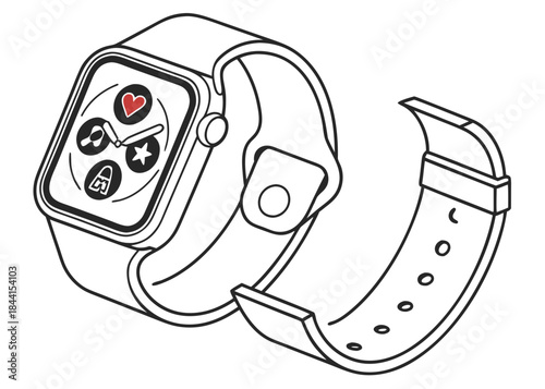 Smart Wearable Technology Illustration  Minimal Ve (3) Vector Icon