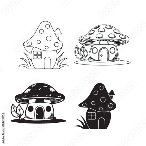  A mushroom with a house on it and a mushroom on the top