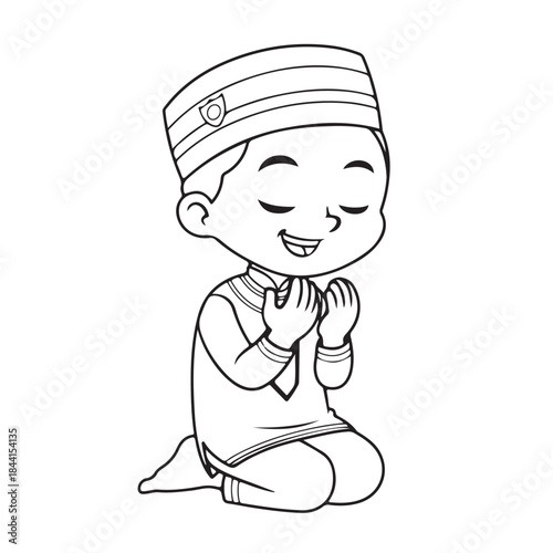 Fotografija Muslim boy in praying pose line art