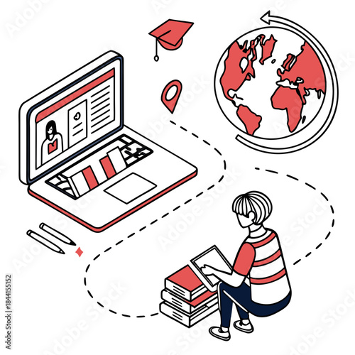 Online Education Concept Illustration  Flat Vector (1) Vector Icon