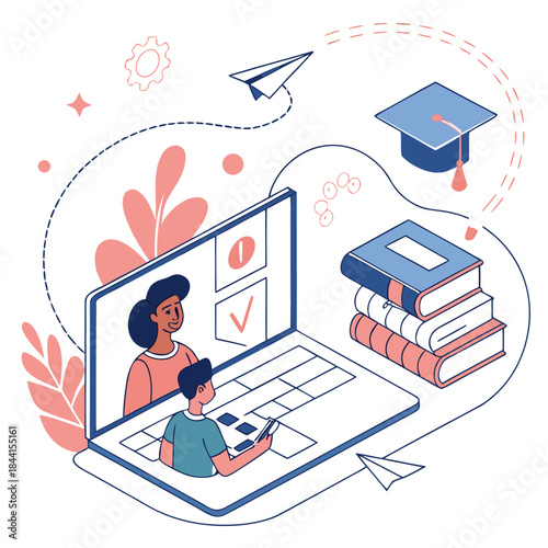Online Education Concept Illustration  Flat Vector Vector Icon